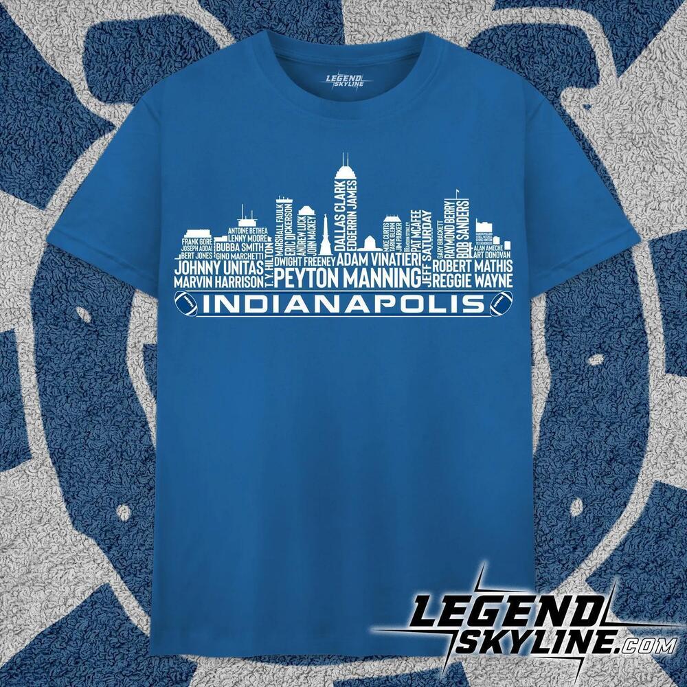 Indianapolis Football Team Legends City Skyline GOAT Fan Tee